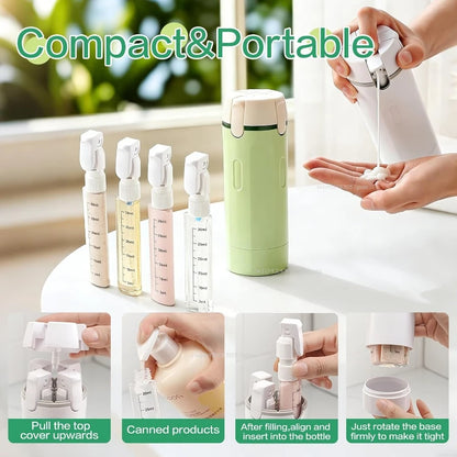 Botellas Recargables 4 en 1 para Gym, Viajes, Champú, Gel de baño, lociones.