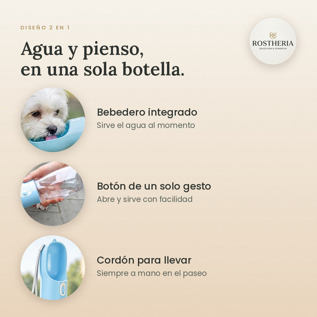 2-in-1 portable pet bottle.