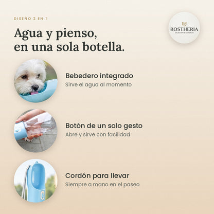 2-in-1 portable pet bottle.